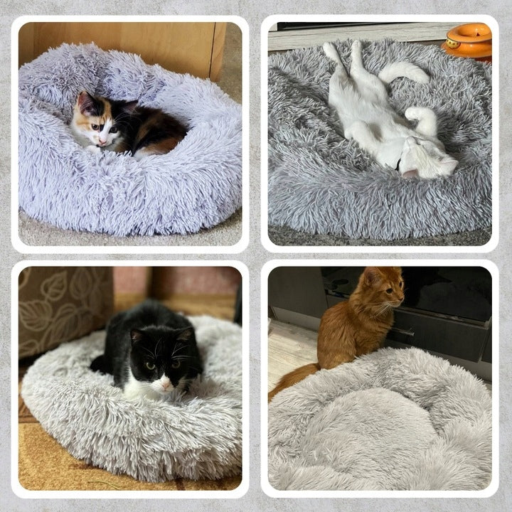PLUSH CAT DOG BED PLAYPEN PLUSH PILLOW SOFT GREY 60CM Shape oval