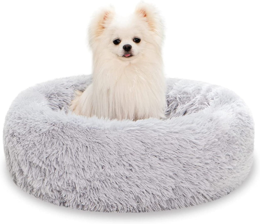 PLUSH CAT DOG BED PLAYPEN PLUSH PILLOW SOFT GREY 60CM