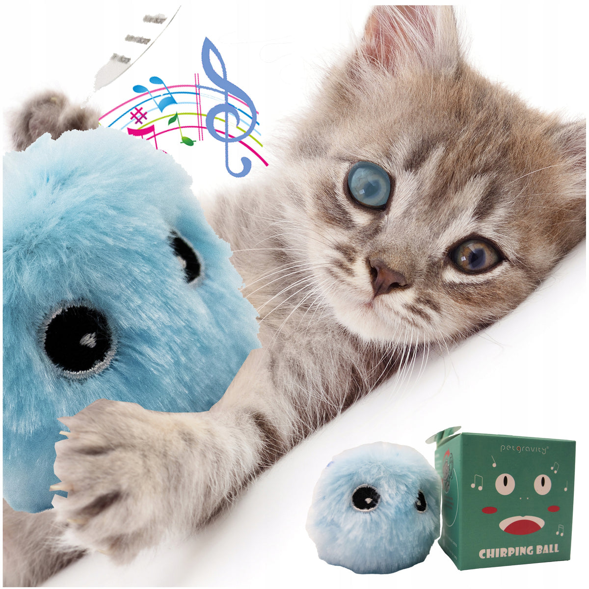PLUSH INTERACTIVE CAT BALL SOUND EFFECTS FROG SOUNDS TOY