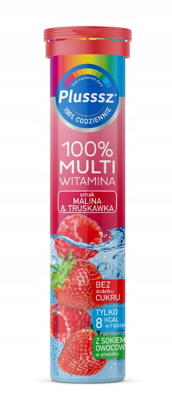 PLUSSSZ 100 % MULTIWIT MALINA&STRAWBERRY 20tabl