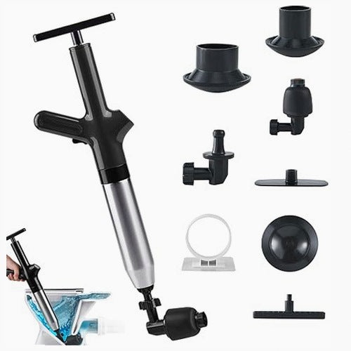 PNEUMATIC PUMP DRAIN CLEANING PRESSURE GAUGE 8 BAR STEEL SET