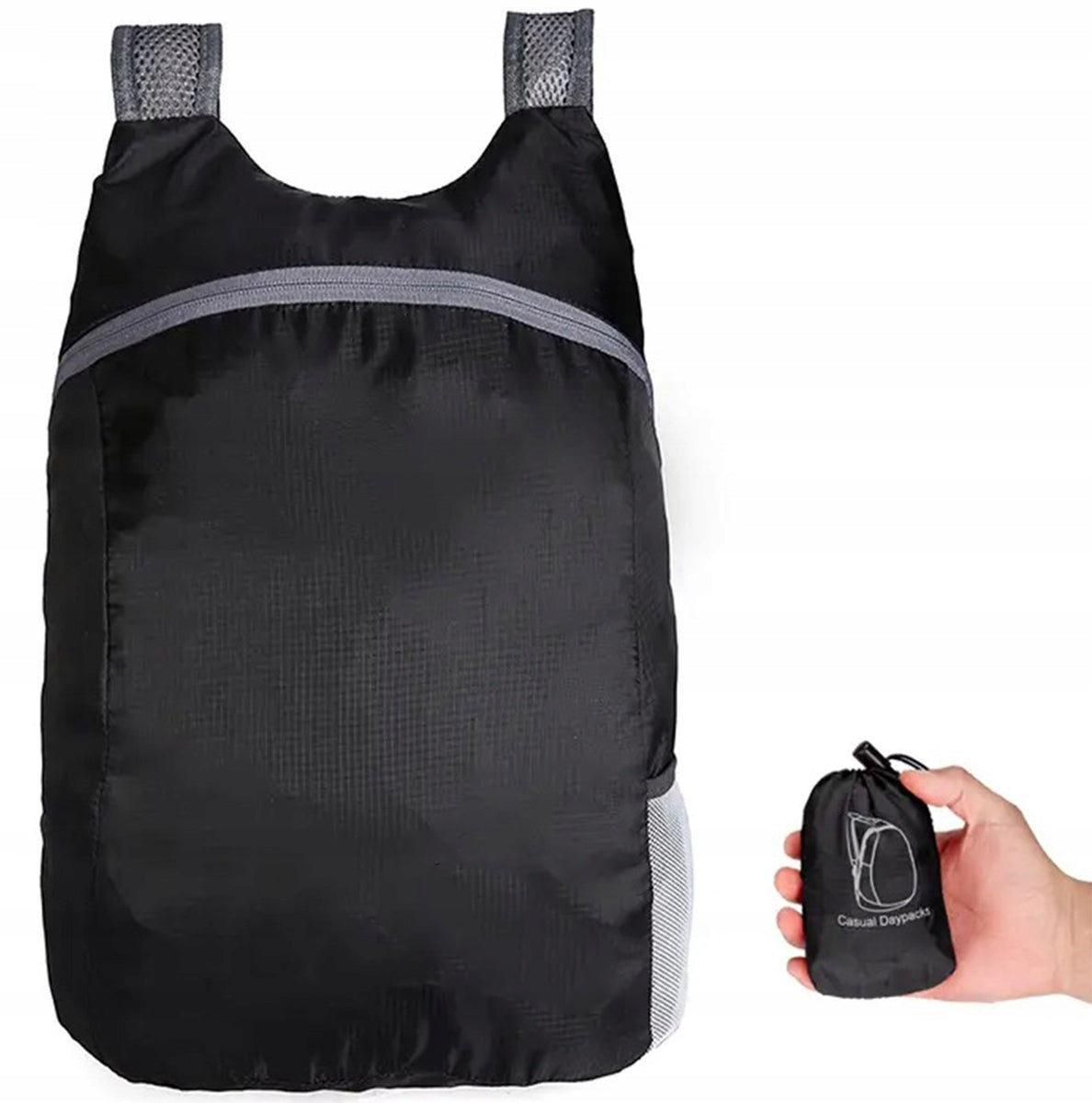 POCKET BACKPACK LIGHTWEIGHT 20L FOLDING HIKING BLACK Packaging status original