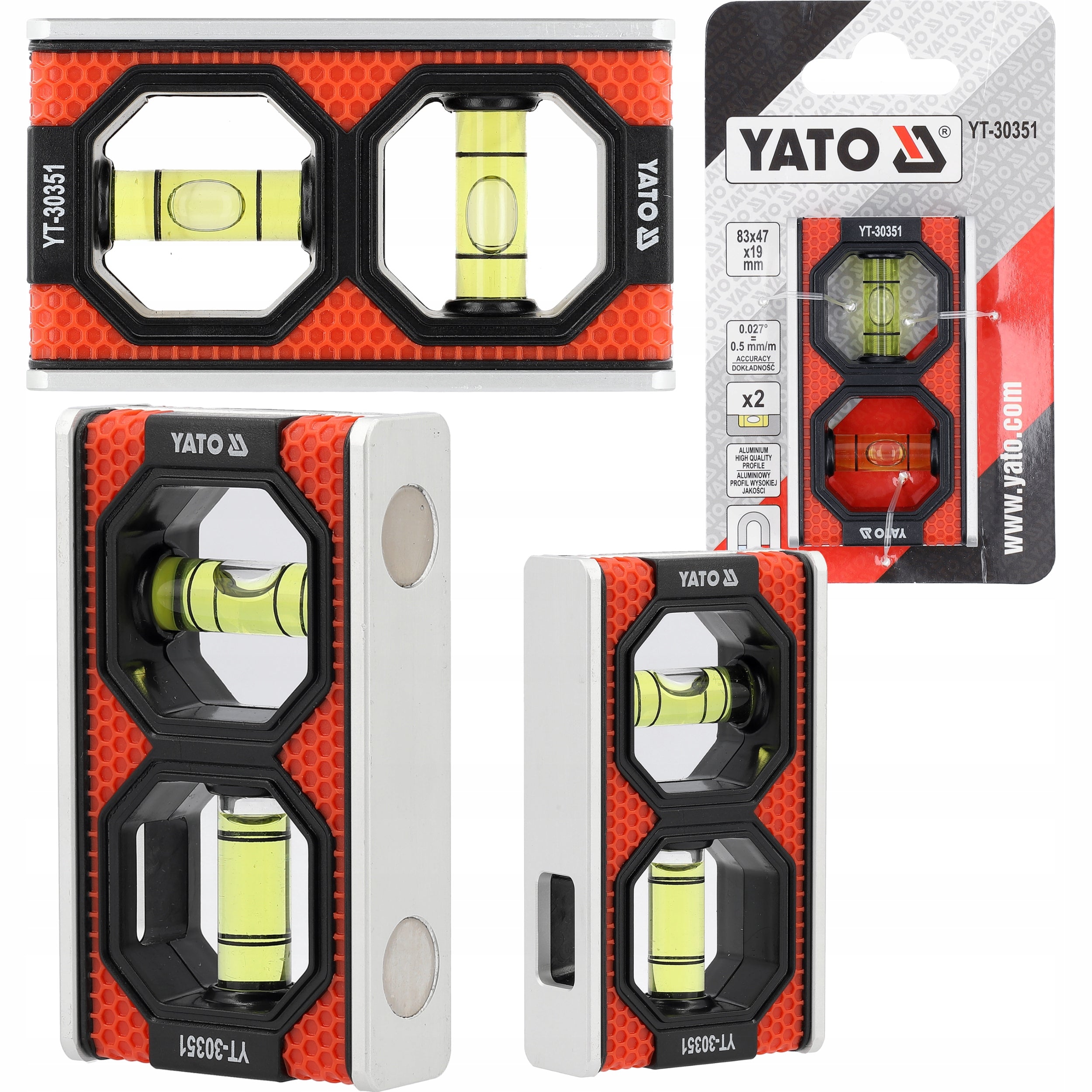 POCKET LEVEL YATO 83x47x19 mm MAGNETIC 2 LIBELLE