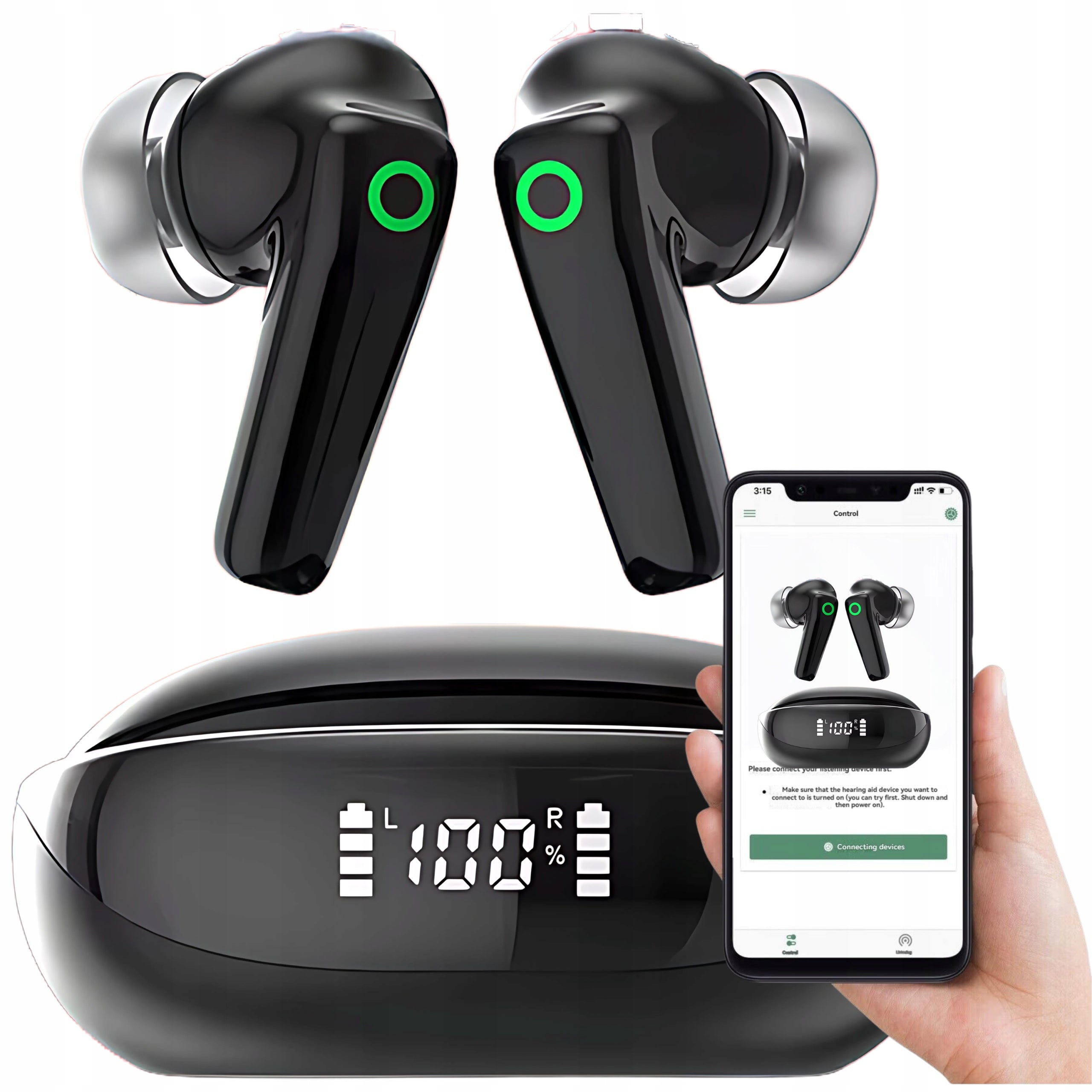 POCO X903 Bluetooth 5.3 | Hearing Aid + Headphones TWS PRO Black