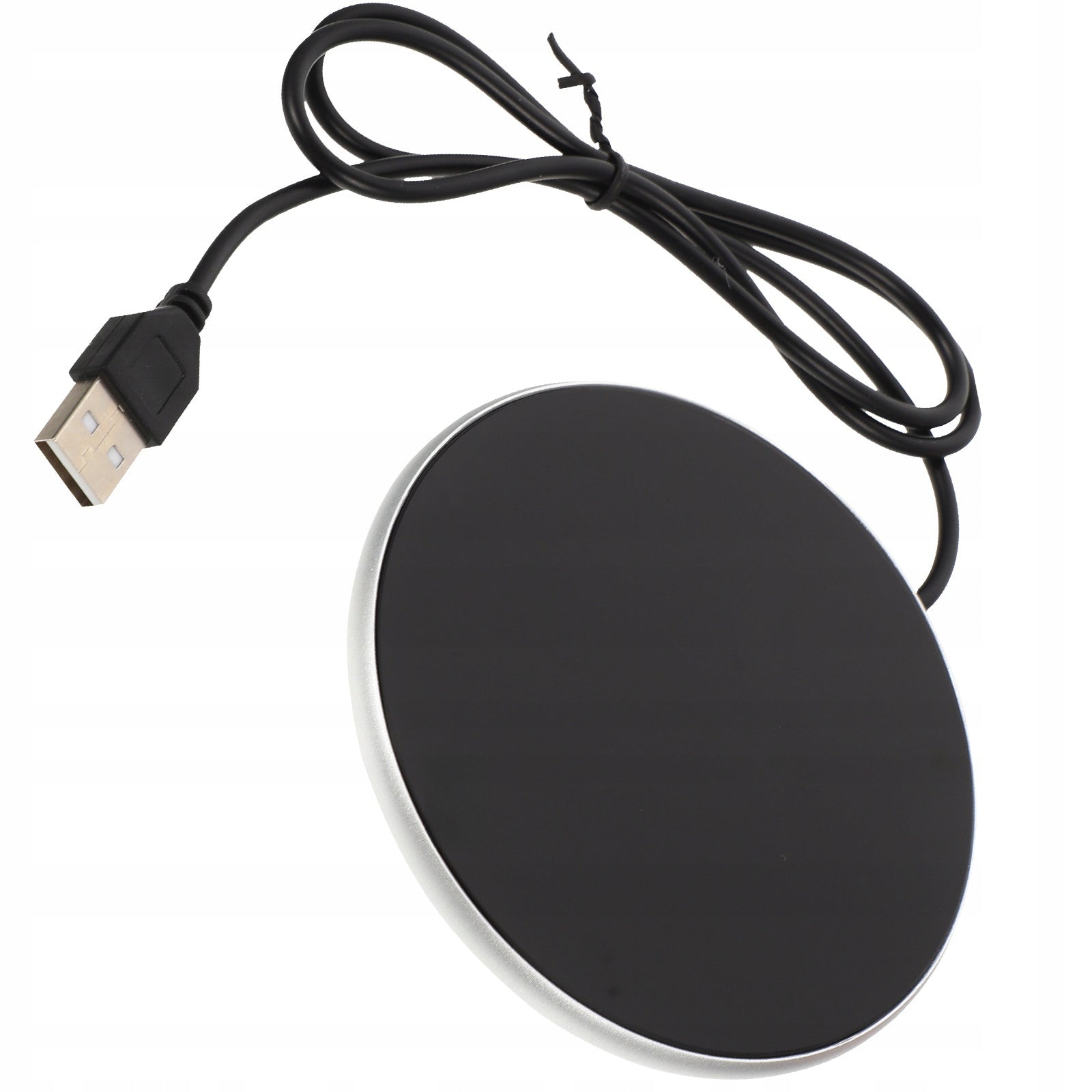 PODGRZEWACZ KUBKA Z ALUMINIUM USB ELEGANCKI SREBRNY