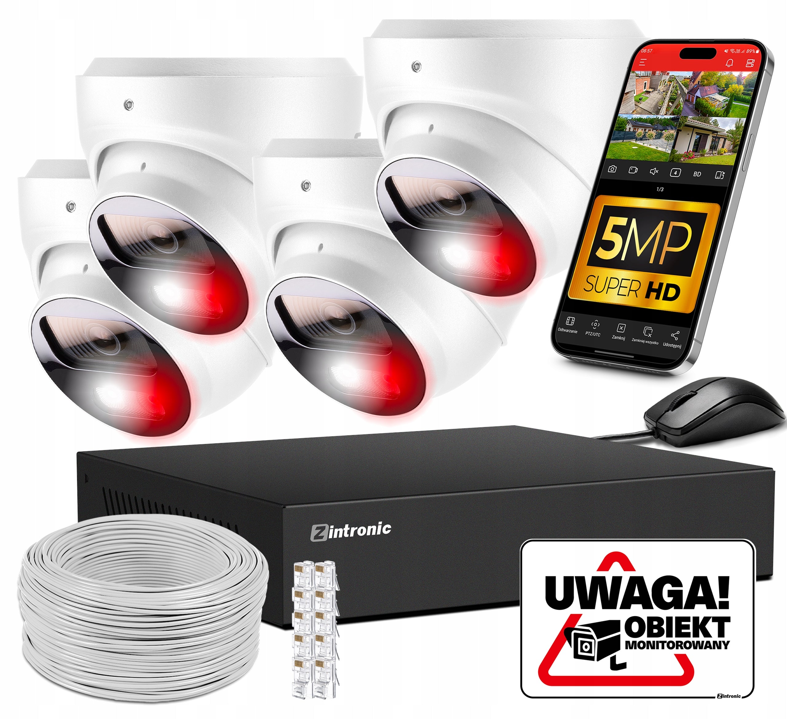 POE Monitoring Kit 5MPx 4 Cameras| Audio | Dual Light Human Detection