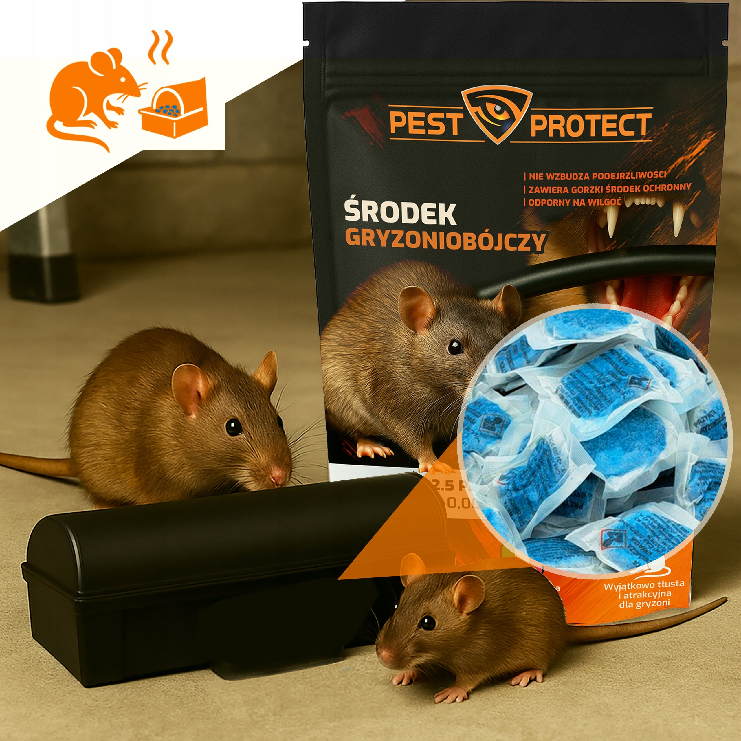 POISON FOR MOUSE RATS LARGE RODENTS PASTE SACHETS BRODIFACOUM Brand PEST PROTECT