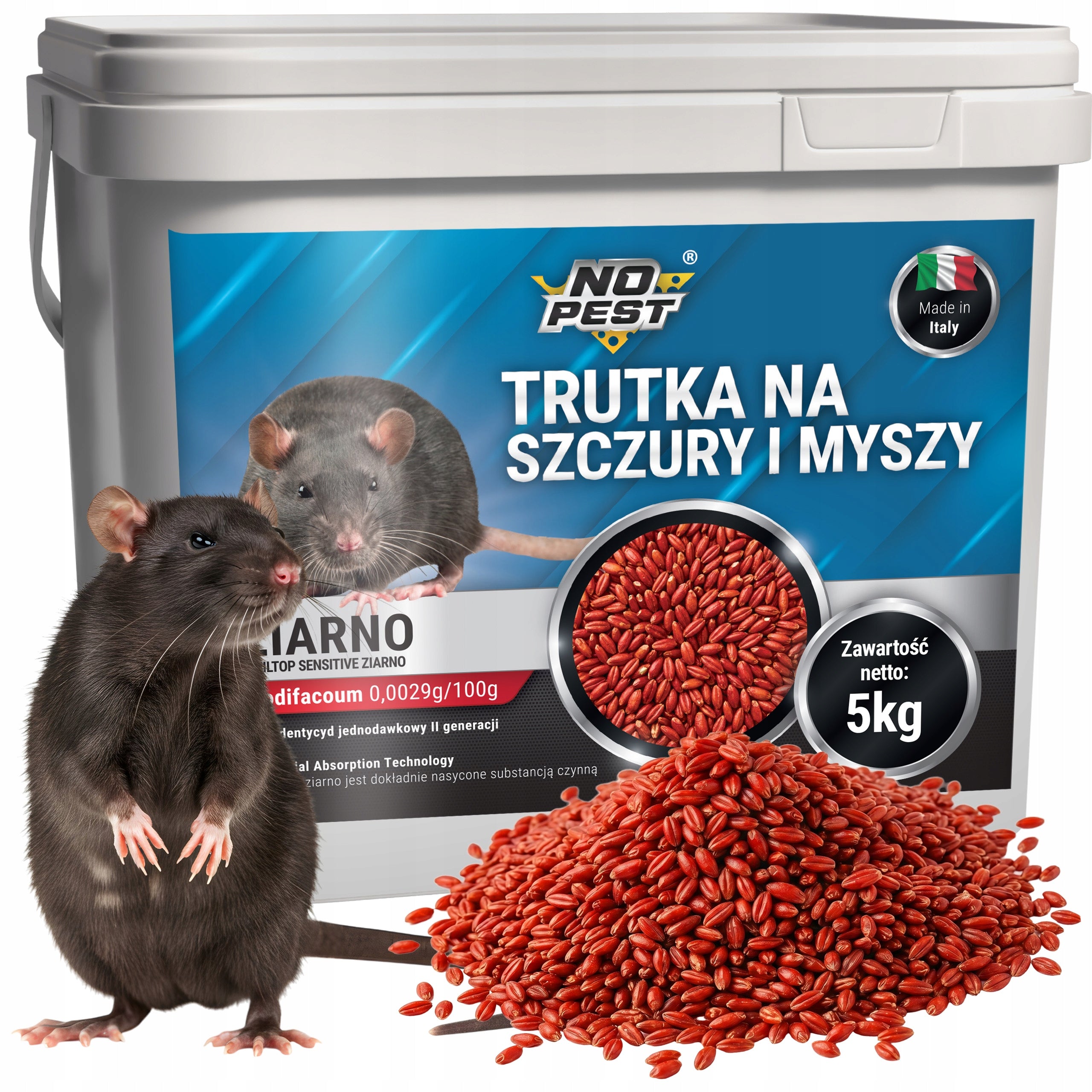 POISON FOR RATS AND MICE GRAIN BRODIFACOUM CEREAL NO PEST 5 KG