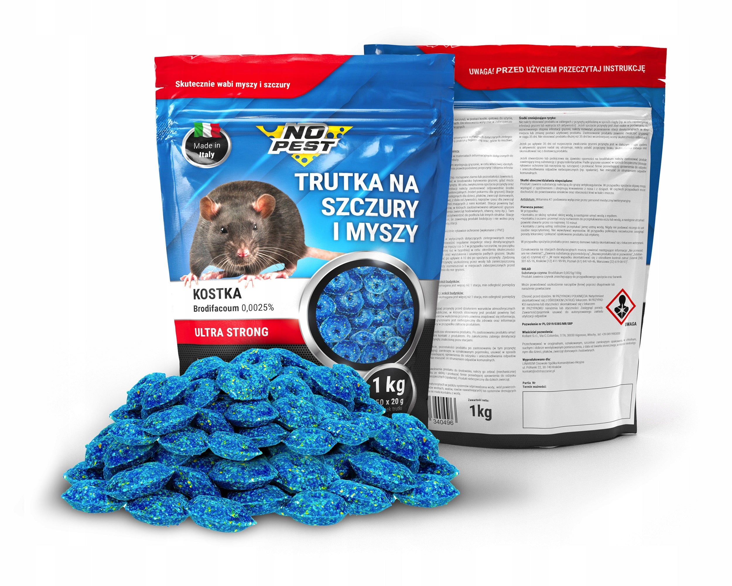 POISON FOR RATS AND MICE NO PEST BRODIFACOUM 1KG CUBE ULTRA STRONG Packaging status original