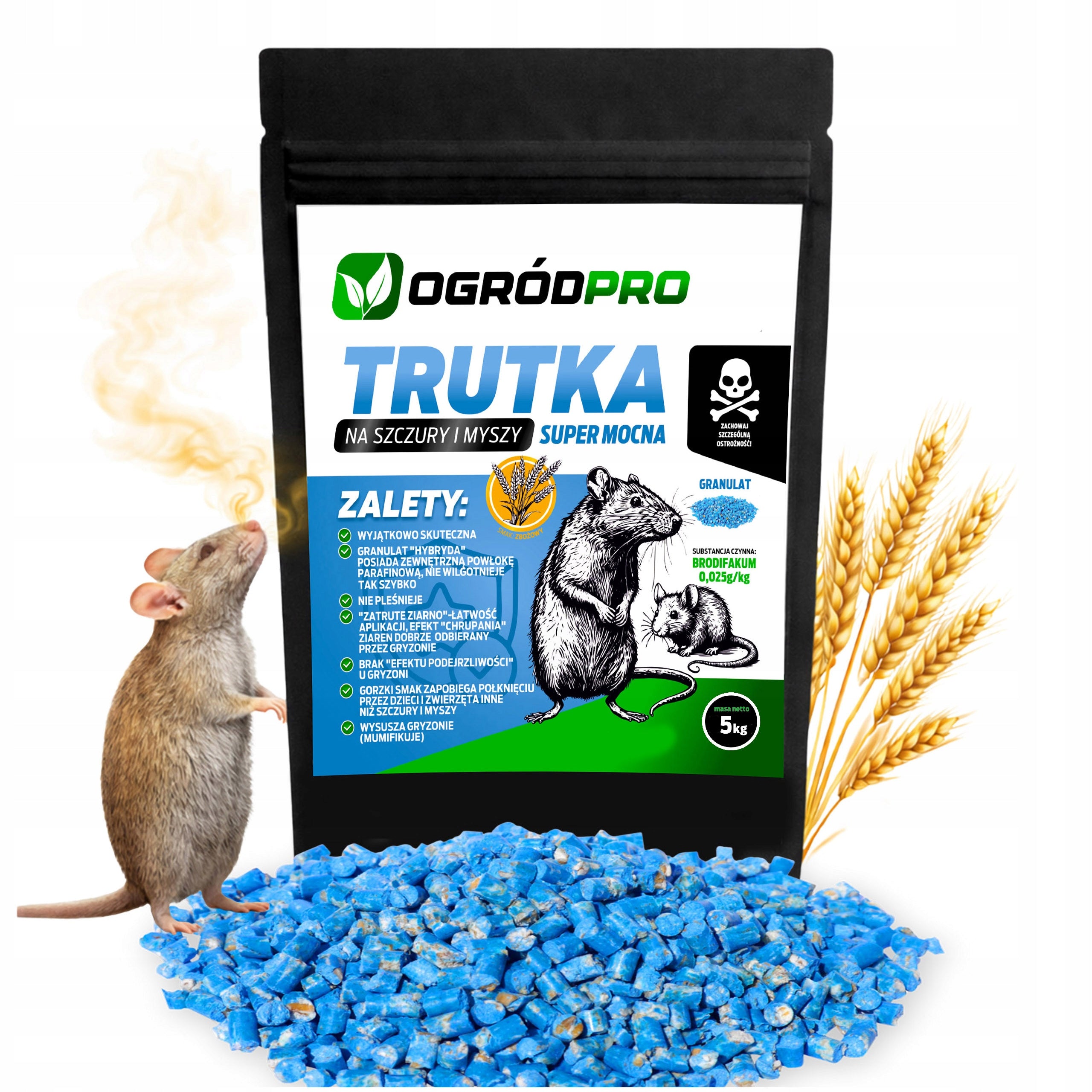 POISON FOR RATS AND MICE RODENTS GRANULES BRODIFACOUM 5KG VERY STRONG