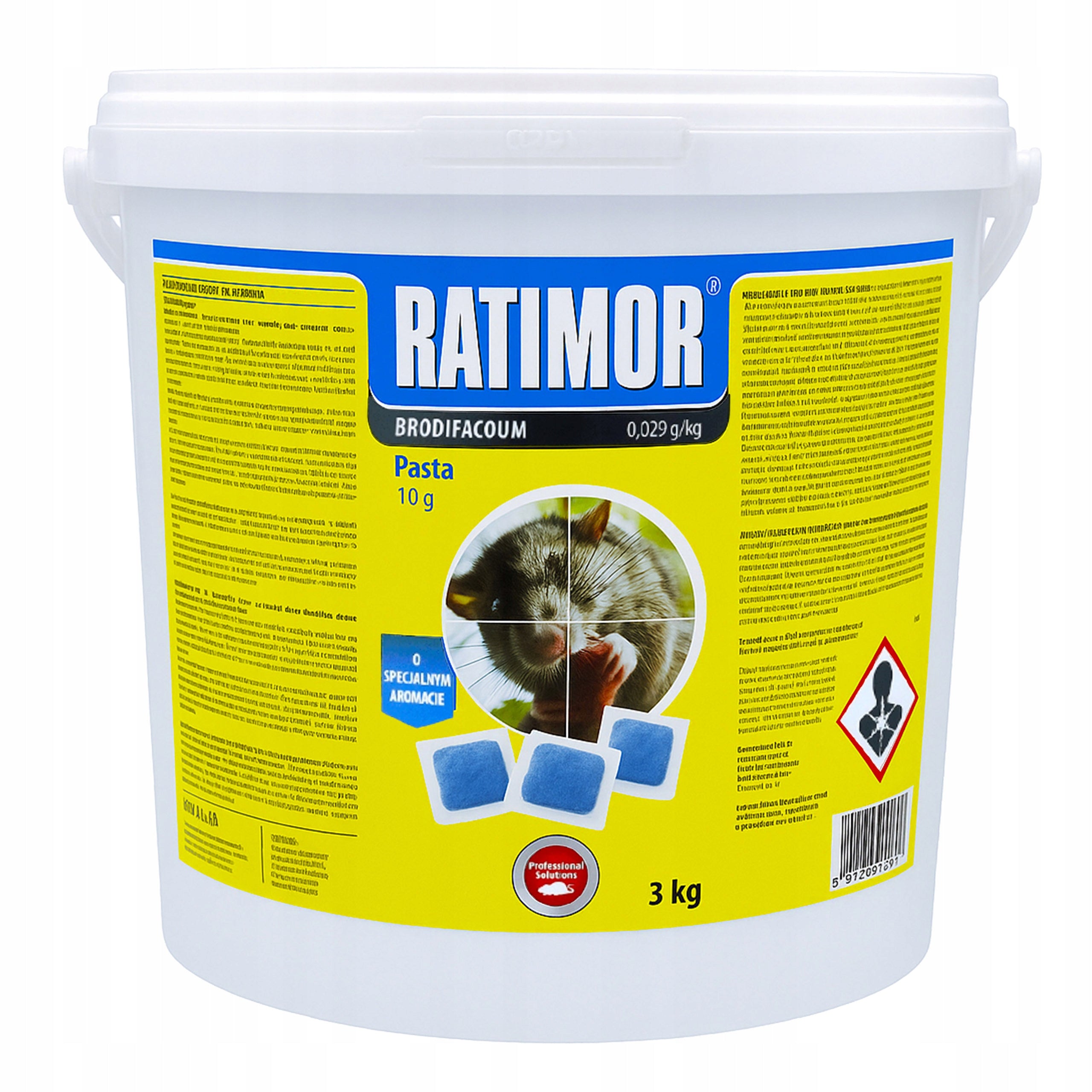 POISON PASTE FOR MICE RODENTS BRODIFACOUM POISON RATIMOR 3KG Packaging status original