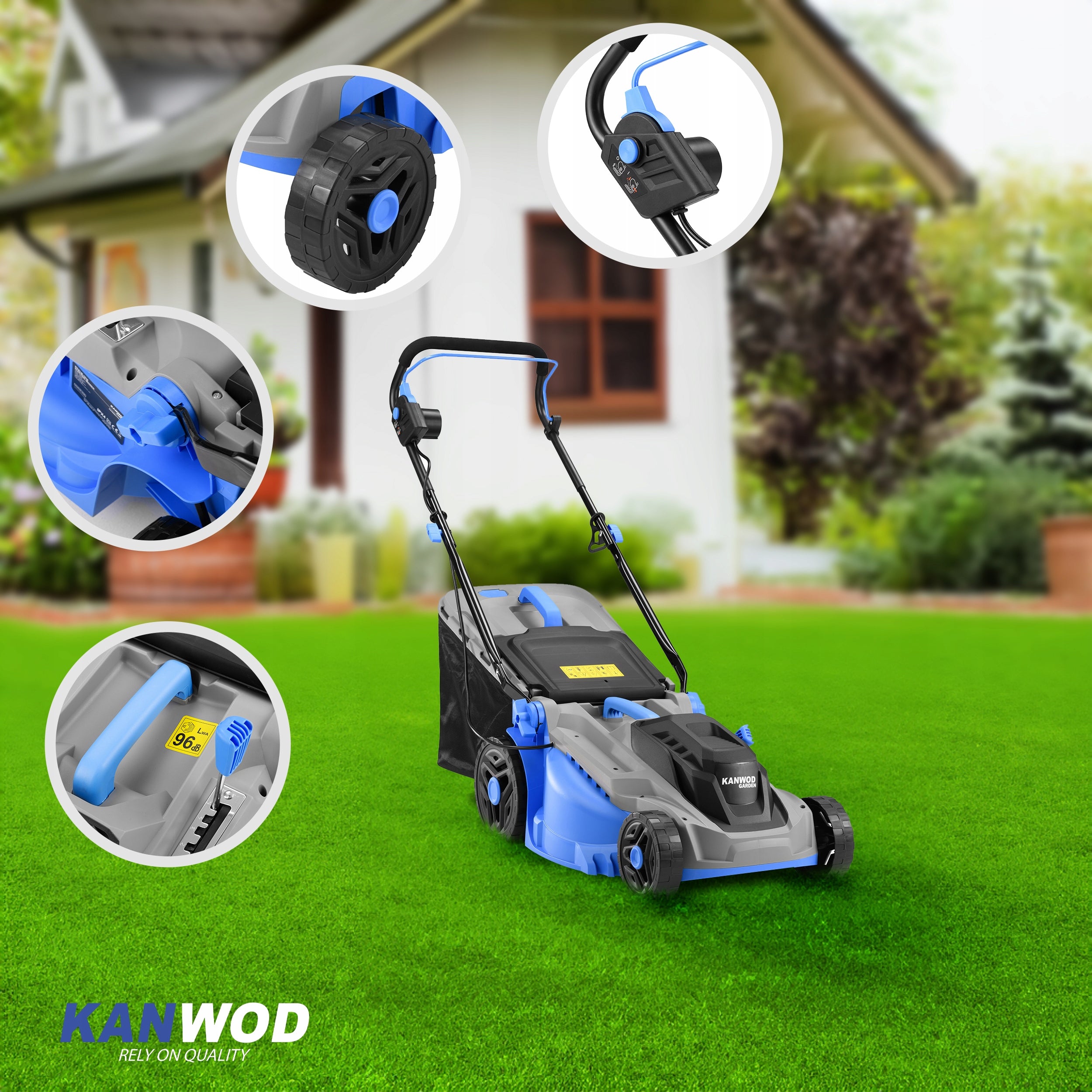 POLAND ELECTRIC LAWN MOWER KANWOD 2600W STRONG FOR GRASS LARGE BASKET 42L Brand Kanwod