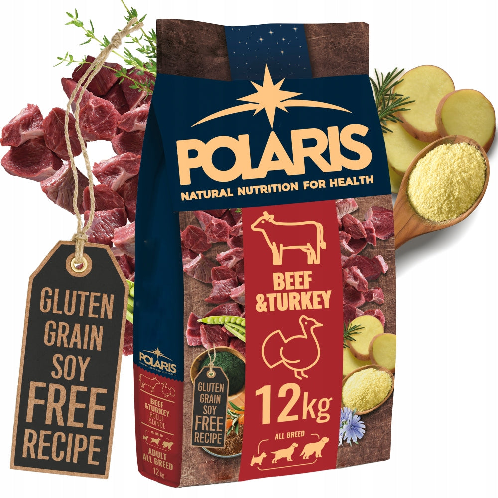 POLARIS ADULT DRY DOG FOOD BEEF TURKEY 12KG FRESH MEAT WITHOUT GRAINS