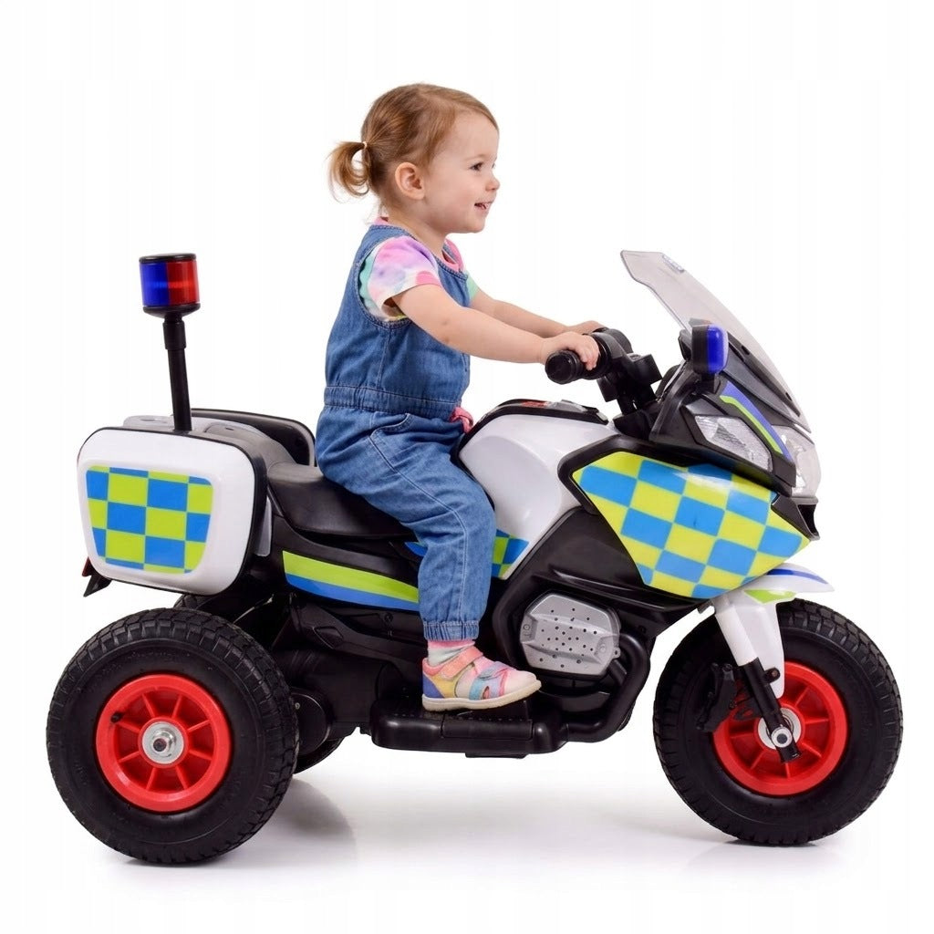POLICE MOTOR WITH ROOSTER, PUMPED WHEELS, SOUNDS, TWO ENGINES,PILOT/A608