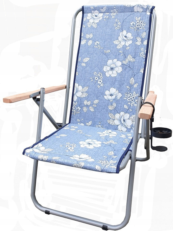 POLISH BEACH / GARDEN SUNBEDS UP TO 150 kg - STEEL + CUP HOLDER Color multicolor