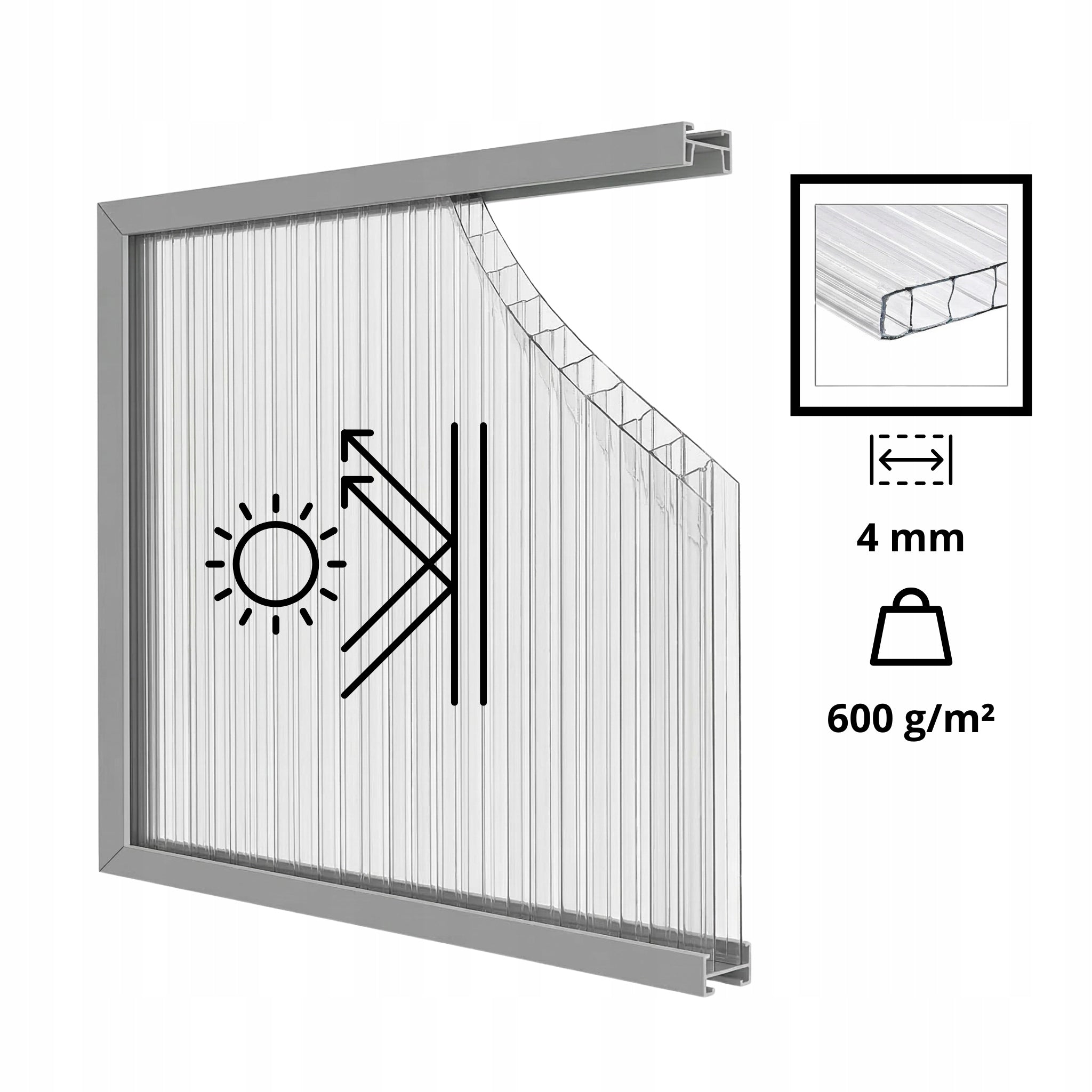 POLYCARBONATE GARDEN GREENHOUSE 302X183CM 5,24M2 COTTAGE TUNNEL ROOF WINDOWS Manufacturer no brand