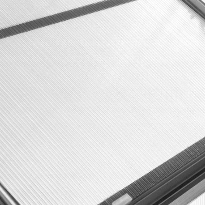 POLYCARBONATE GARDEN GREENHOUSE ALUMINUM 310CM BLACK GARDEN GREENHOUSE Product height 195 cm