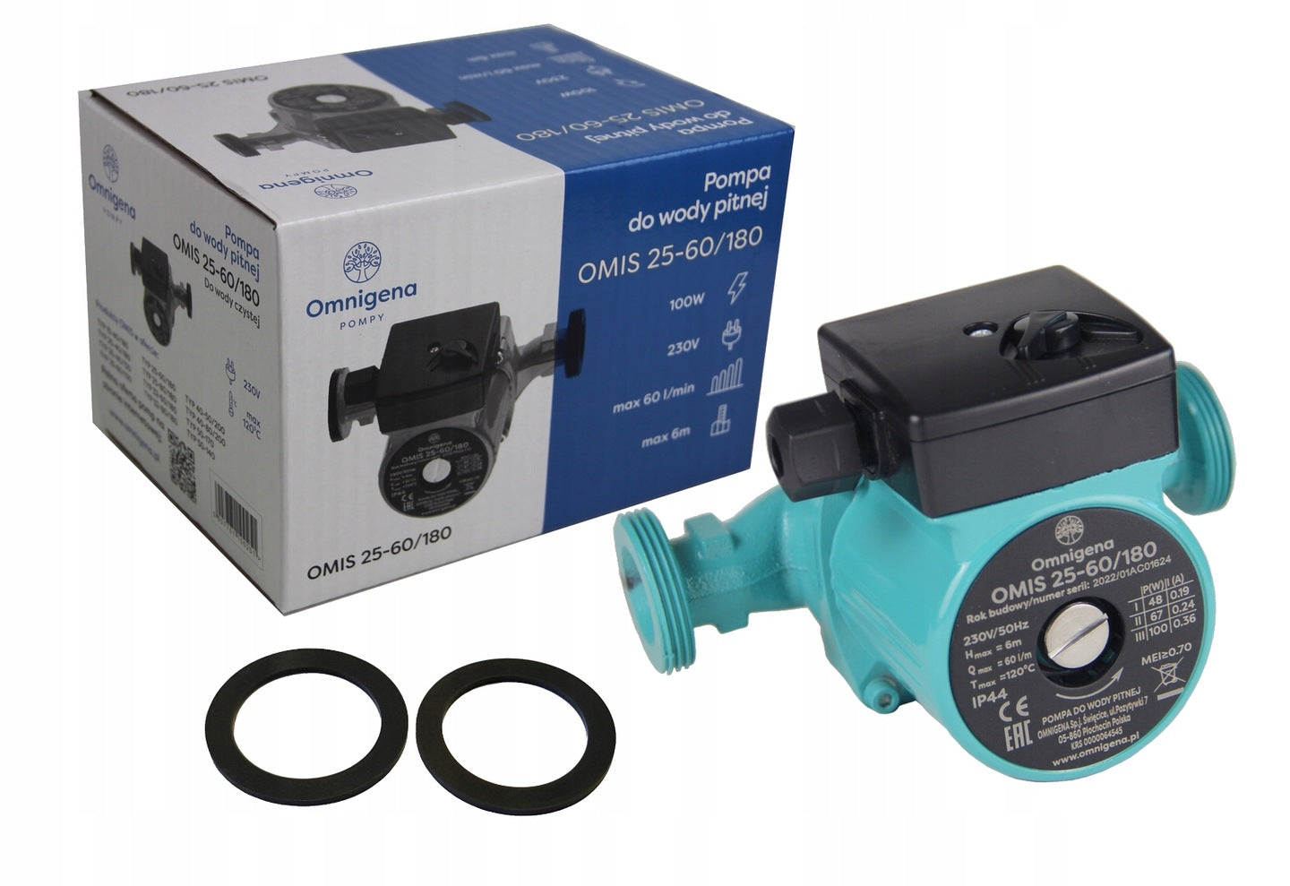 Umwälzpumpe OMIS 25-60/180 mit Wasser 