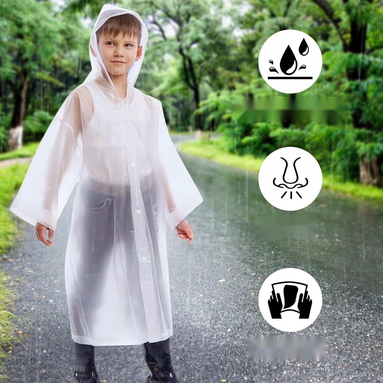 PONCHO 2 PIECES CHILDREN'S SET OF PELERNYNA WITH HOOD SLEEVES WHITE Kind Other