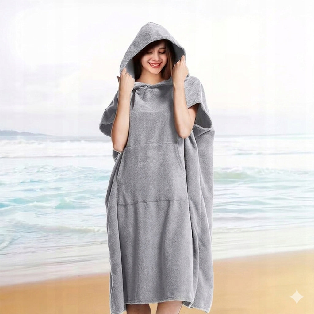 PONCHO WITH HOOD QUICK-DRYING TOWEL FOR BEACHES WOMEN'S MEN'S MICROFIBER Dominant material microfiber