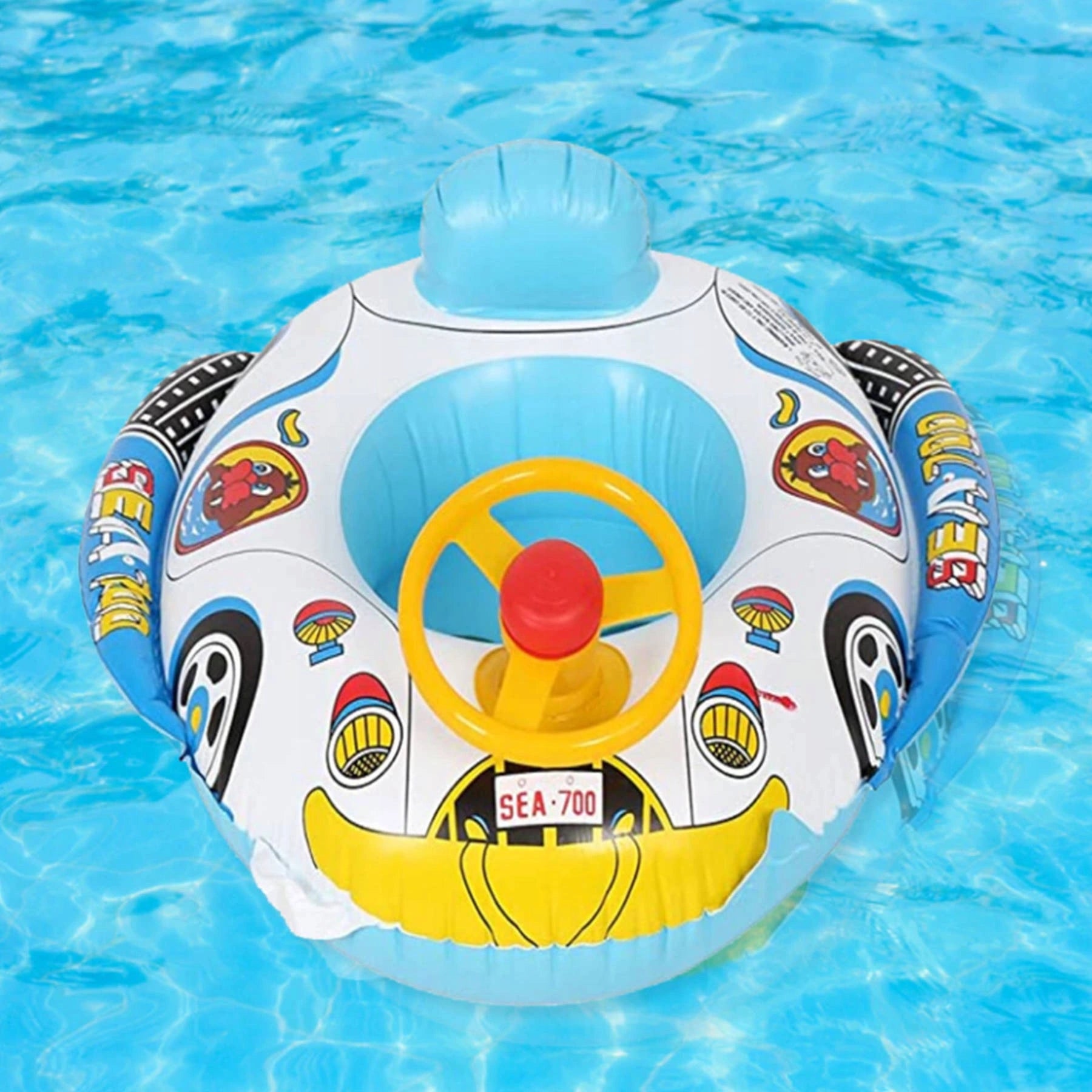 PONTOON FOR CHILDREN TO SWIM SAFE PONTOON WITH STEERING WHEEL HORN CAR Product weight with unit packaging 0.5 kg