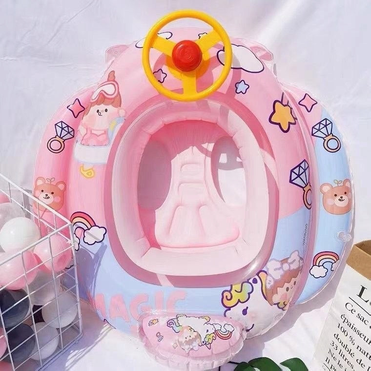 PONTOON MATTRESS FOR BABY INFLATABLE PINK CAR FOR POOL BY THE WATER Color pink