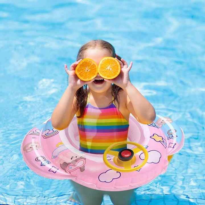 PONTOON MATTRESS FOR BABY INFLATABLE PINK CAR FOR POOL BY THE WATER Model RÓŻOWY SAMOCHODZIK