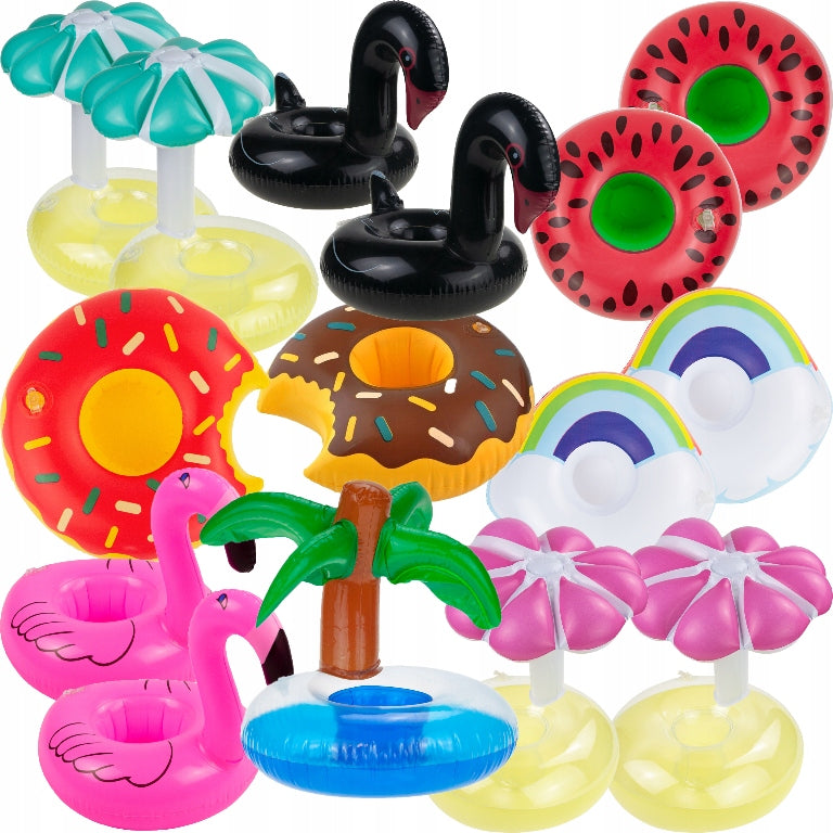 POOL INFLATABLE SET 15 PIECES POOL FLOATING DRINK STANDS