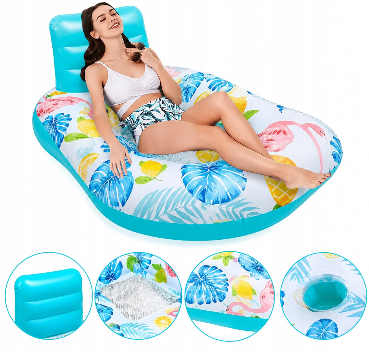 POOL MATTRESS TANNING FLOAT POOL CHAIR MESH WITH BACKREST