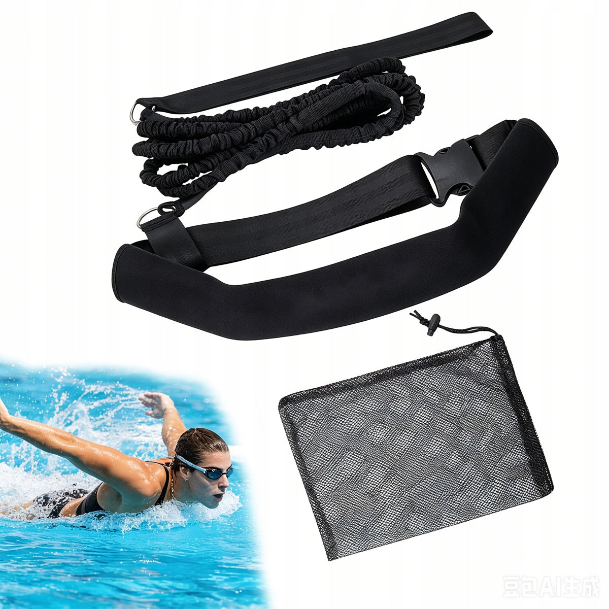 POOL SWIMMING BELT ADJUSTABLE TRAINING FOR ADULTS 3,6 M