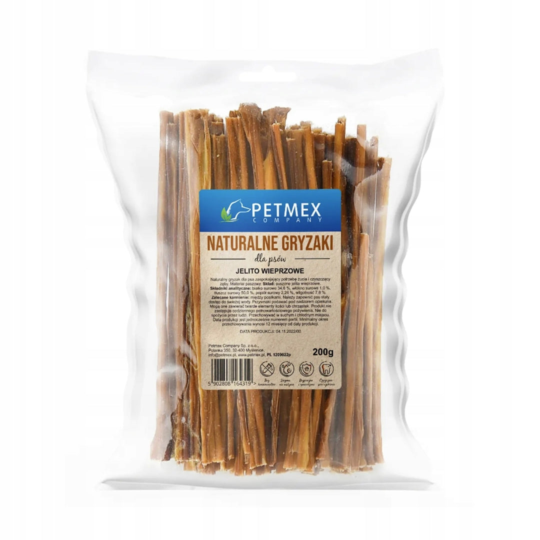 PORK INTESTINE Teether Natural Thin BARF for Dog PETMEX 200g Flavor pork