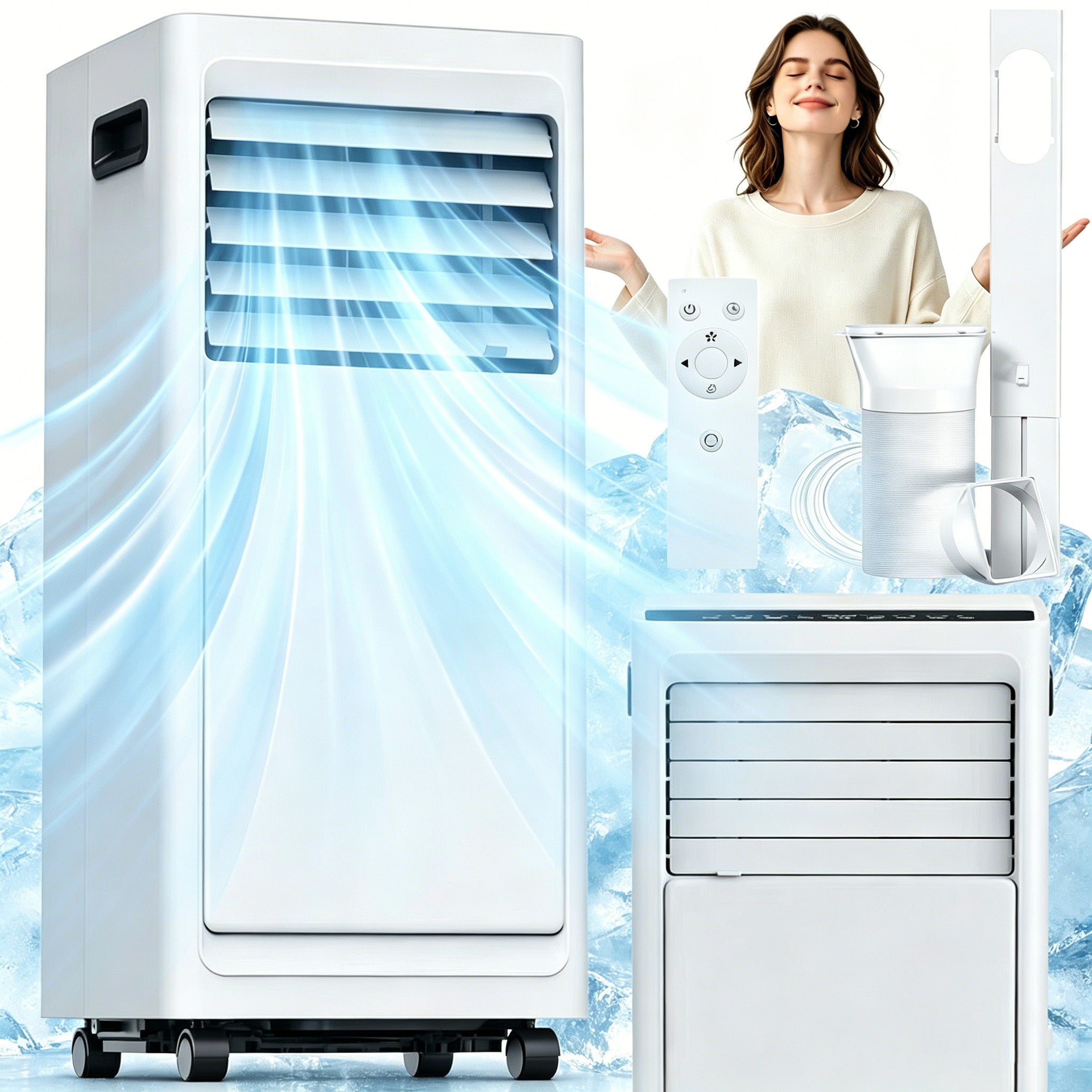 PORTABLE AIR CONDITIONER 9000 BTU FAST COOLING 2 GEAR 24H-TIMER QUIET