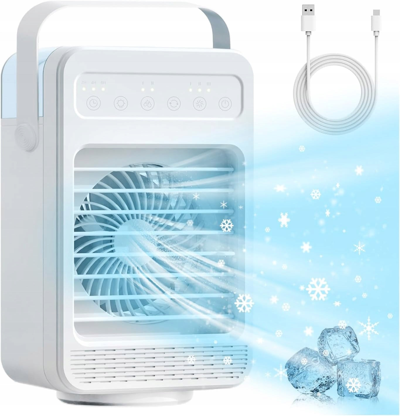 PORTABLE AIR CONDITIONER FAN 4in1 4 SPEED MIST OSCILLATION LED