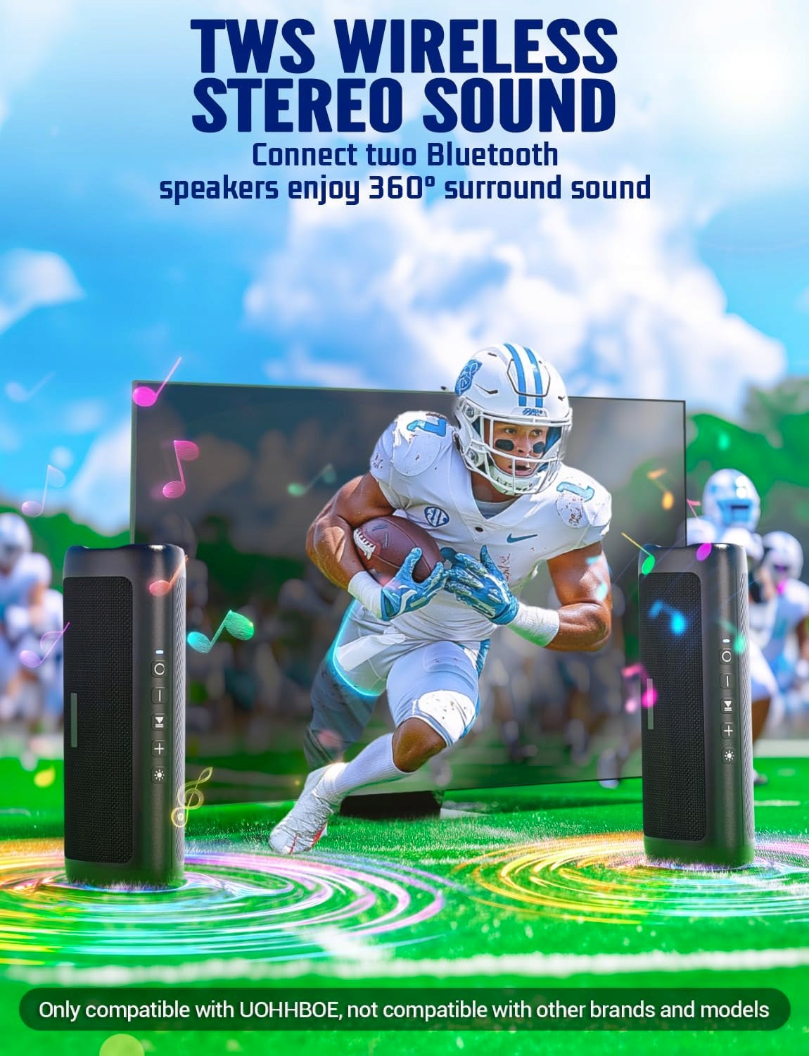 PORTABLE BLUETOOTH SPEAKER 30W IPX5 RGB LED TWS RANGE 30M 24H Brand Audizio