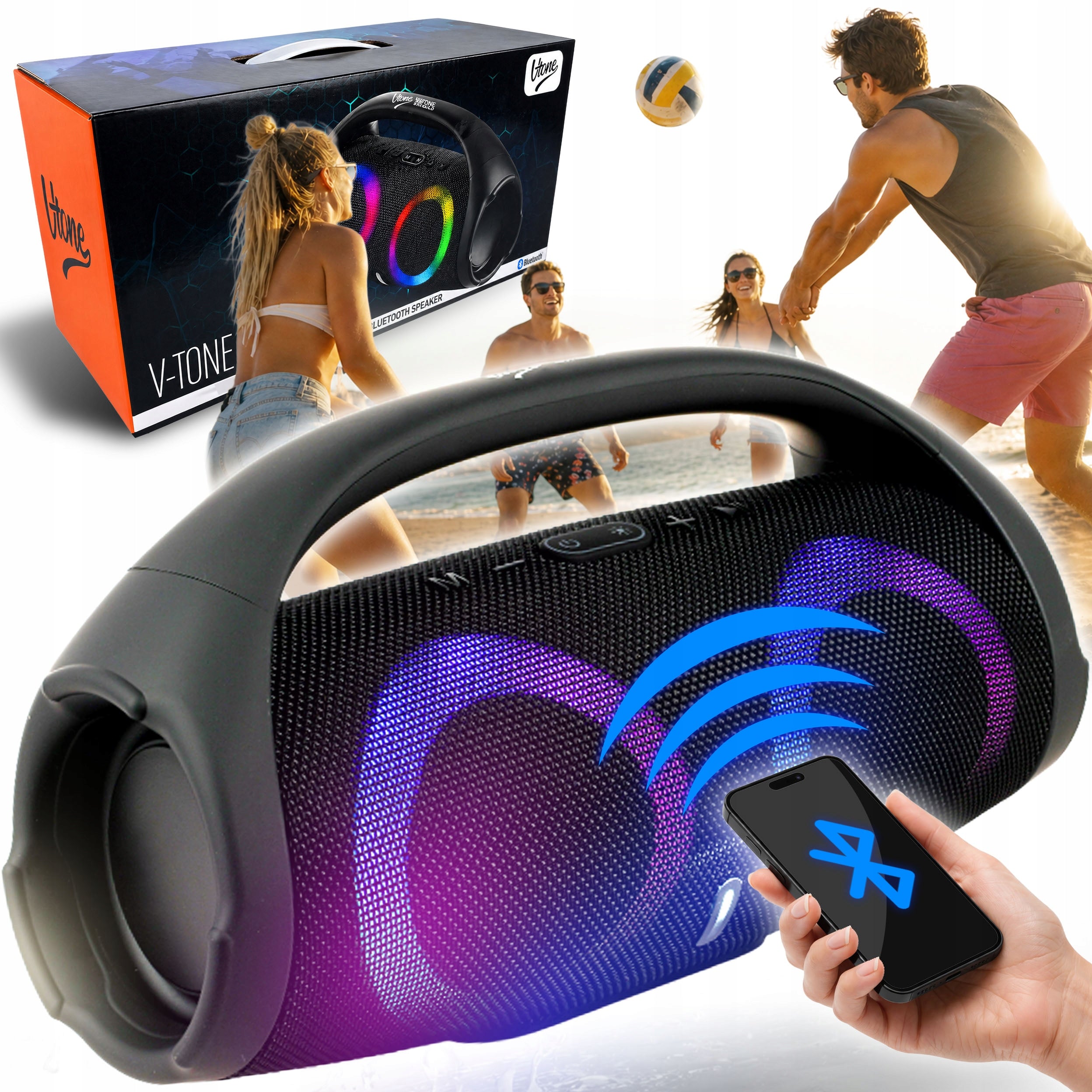 PORTABLE BLUETOOTH SPEAKER 5.2 WIRELESS USB FM AUX BOOMBOX MOBI RGB
