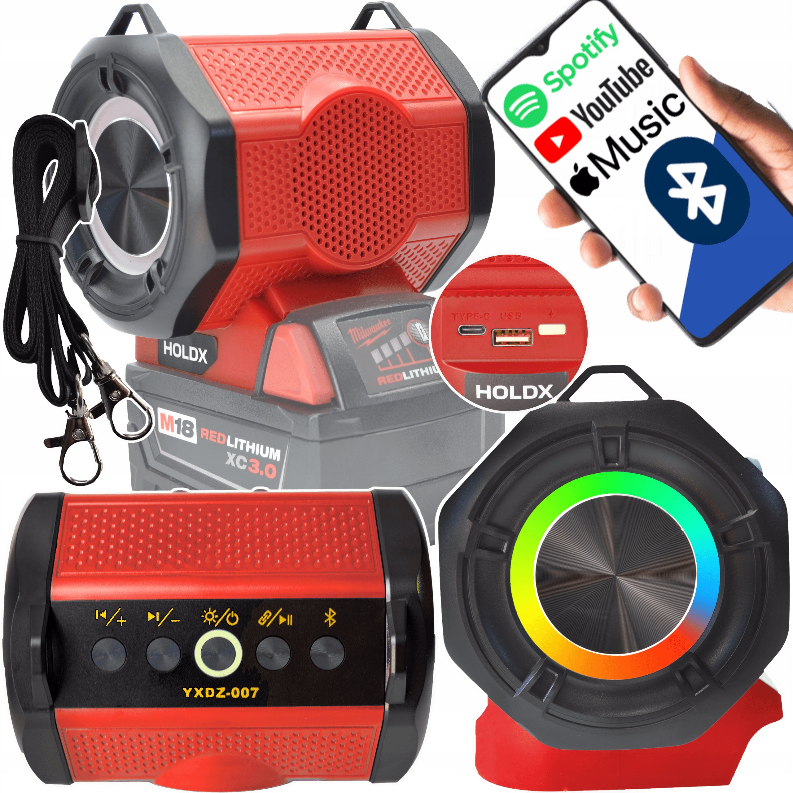 PORTABLE BLUETOOTH SPEAKER FOR MILWAUKEE 18V BATTERY FOR BUILDING STRONG