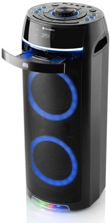 PORTABLE BLUETOOTH SPEAKER KARAOKE MICROPHONE FM RADIO CD LCD LED LIGHTS