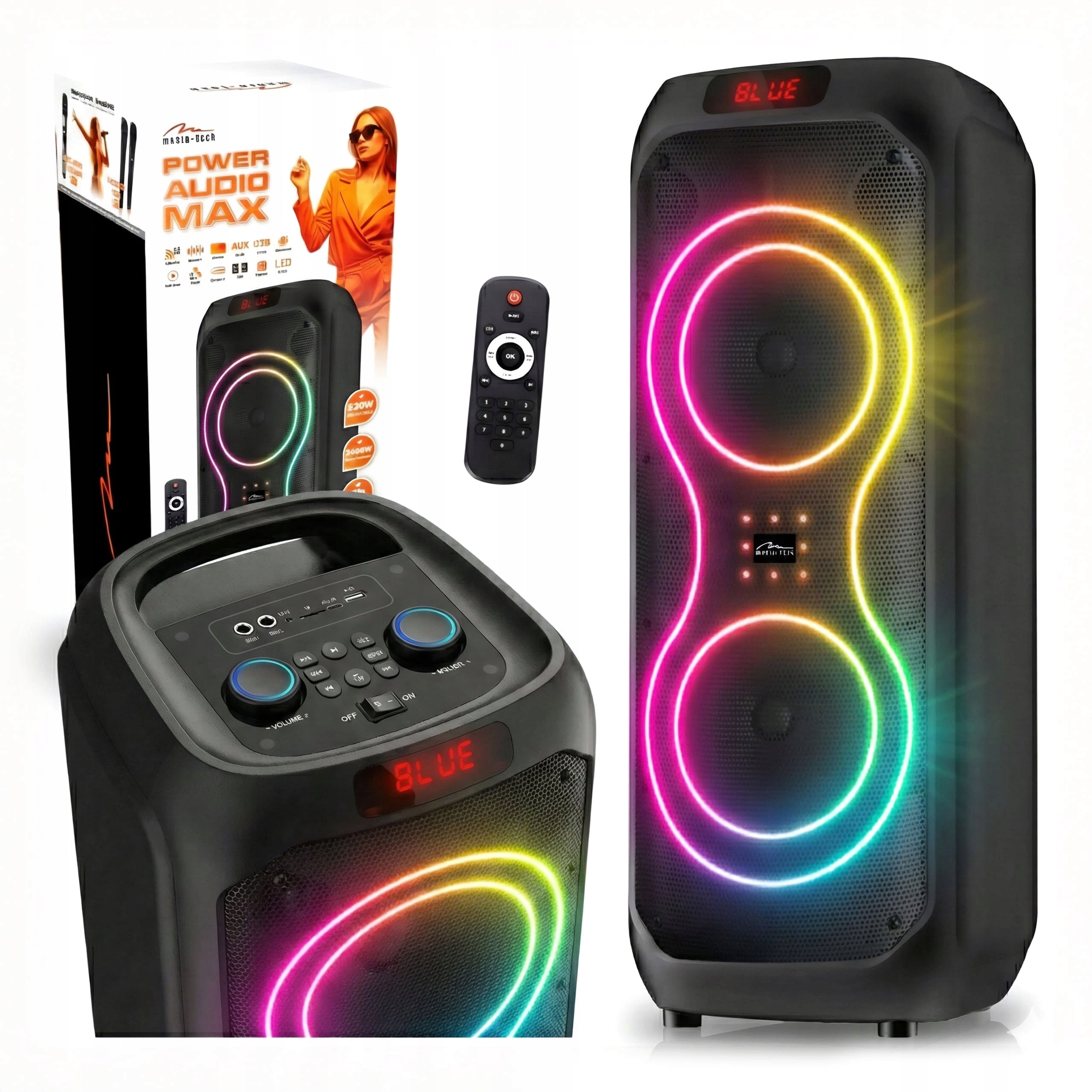 PORTABLE BLUETOOTH SPEAKER MEDIA-TECH KARAOKE POWER AUDIO 120W EQUALIZER