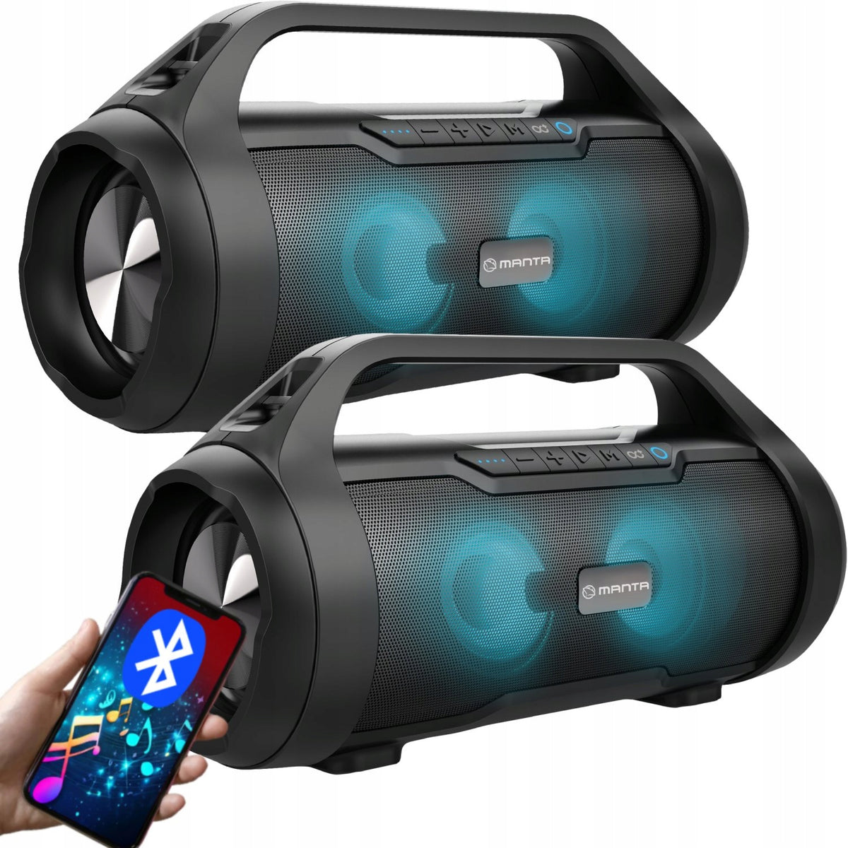 PORTABLE BLUETOOTH SPEAKER WIRELESS BOOMBOX USB TWS MANTA SPK215 2pcs
