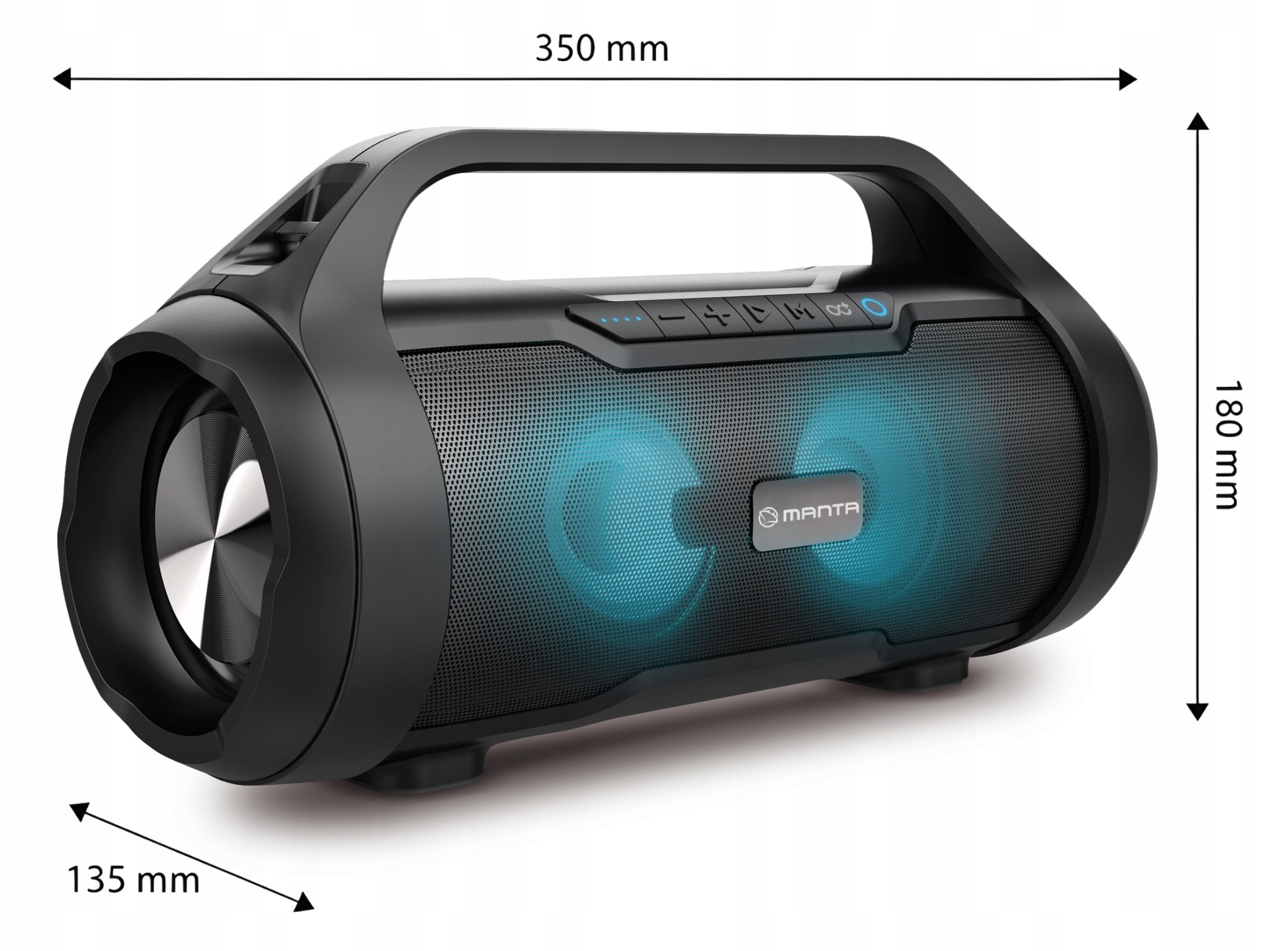 PORTABLE BLUETOOTH SPEAKER WIRELESS USB SD FM MANTA SPK215 AKU 20h Manufacturer code Głośnik bluetooth przenośny SPK215