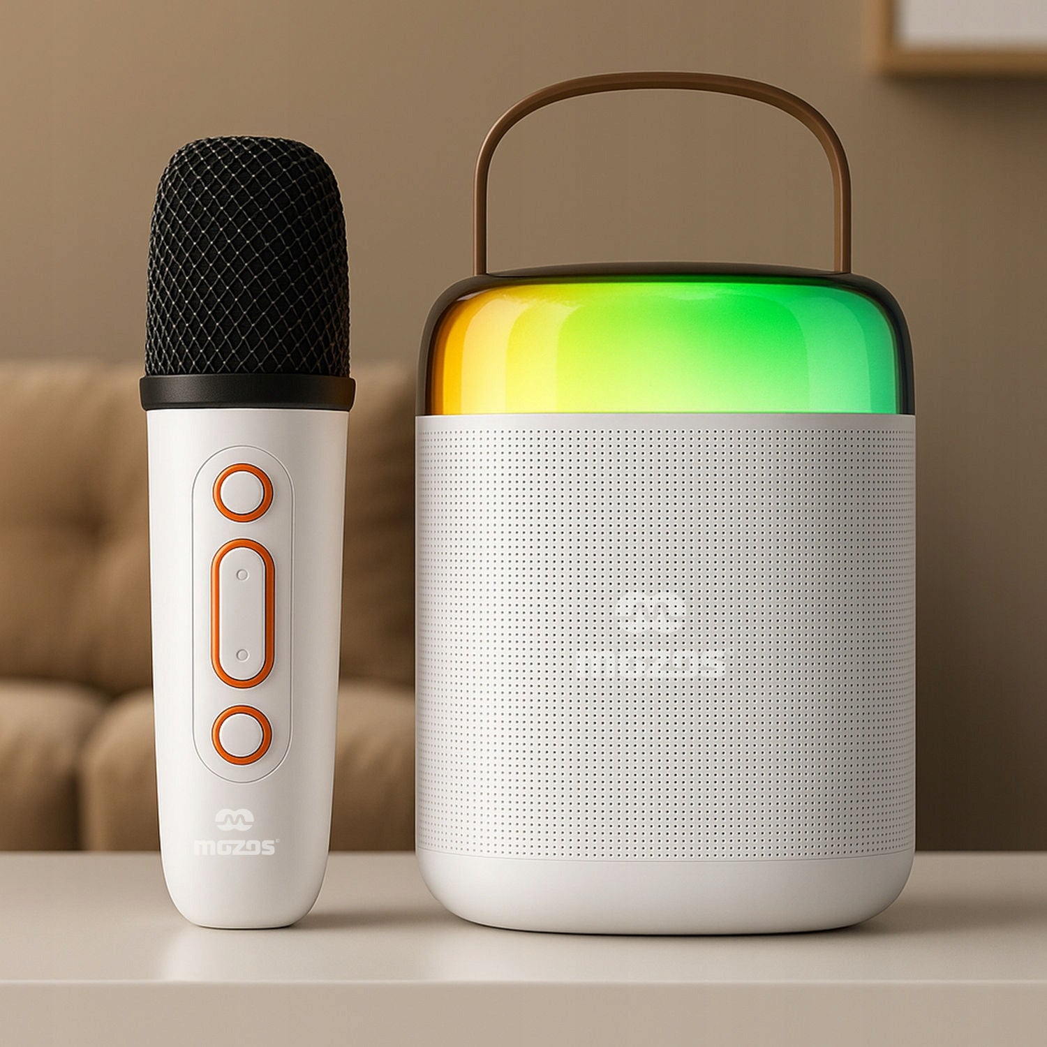 PORTABLE BLUETOOTH SPEAKER WITH KARAOKE MICROPHONE LED BACKLIGHT RGB Batteries included yes