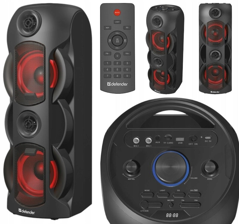 PORTABLE BLUETOOTH SPEAKER WITH RADIO AND REMOTE CONTROL 70W LARGE BACKLIGHT TWS