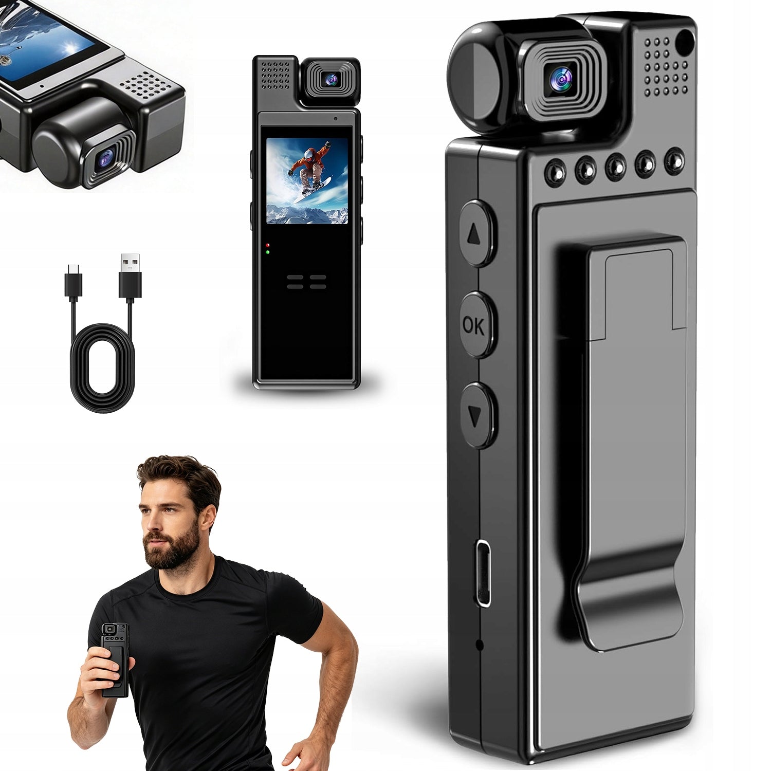 PORTABLE CAMERA 1080P 180° WIDE ANGLE 1.3" 1200MAH MOTION DETECTION