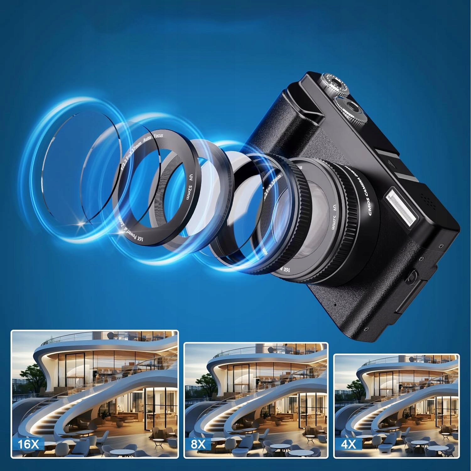 PORTABLE CAMERA DIGITAL HD CAMERA 16X ZOOM 48MP FOR VLOGGERS Packaging status original