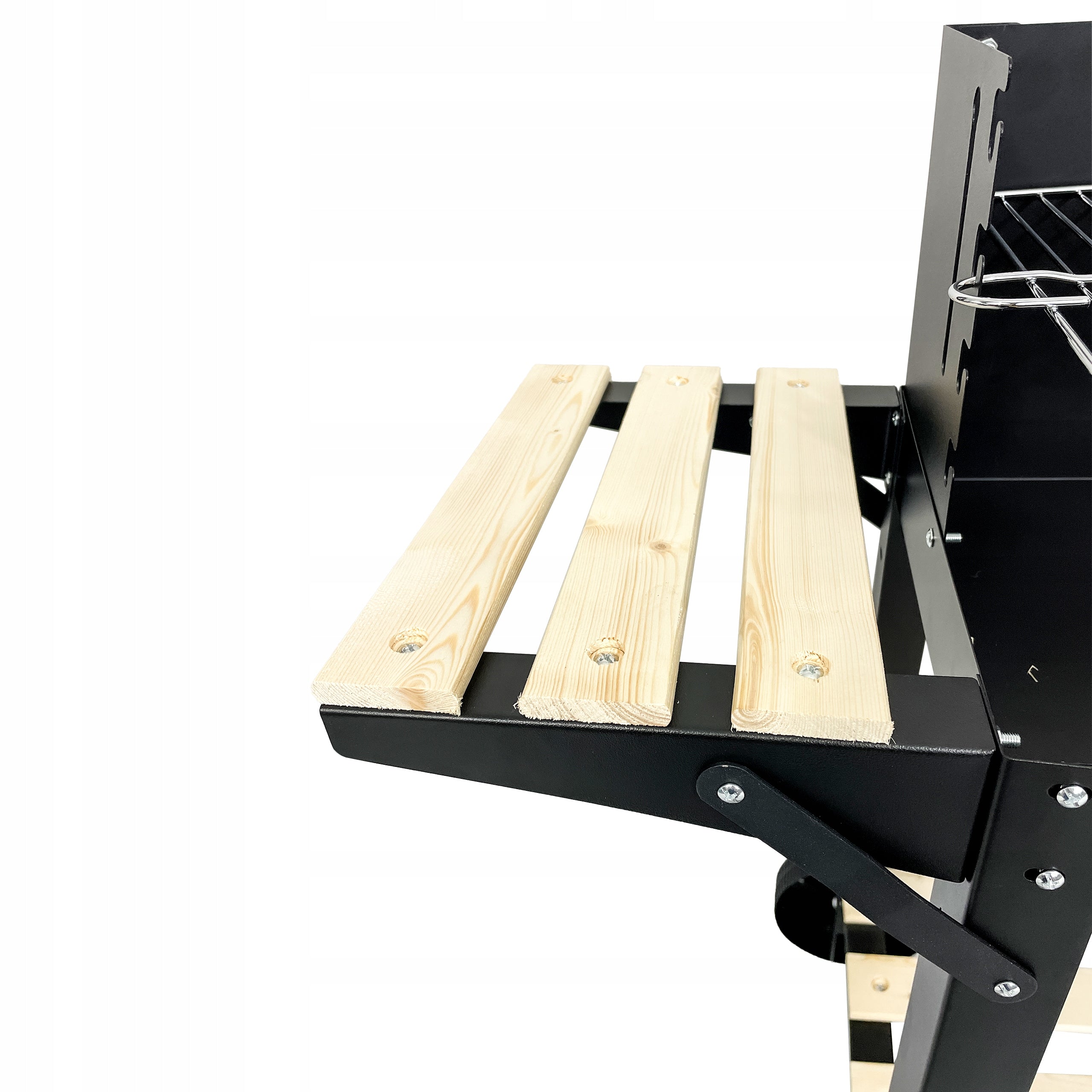 PORTABLE CHARCOAL GARDEN GRILL WITH 2 SHELVES ON WHEELS BBQ 1012 Grate length 48 cm