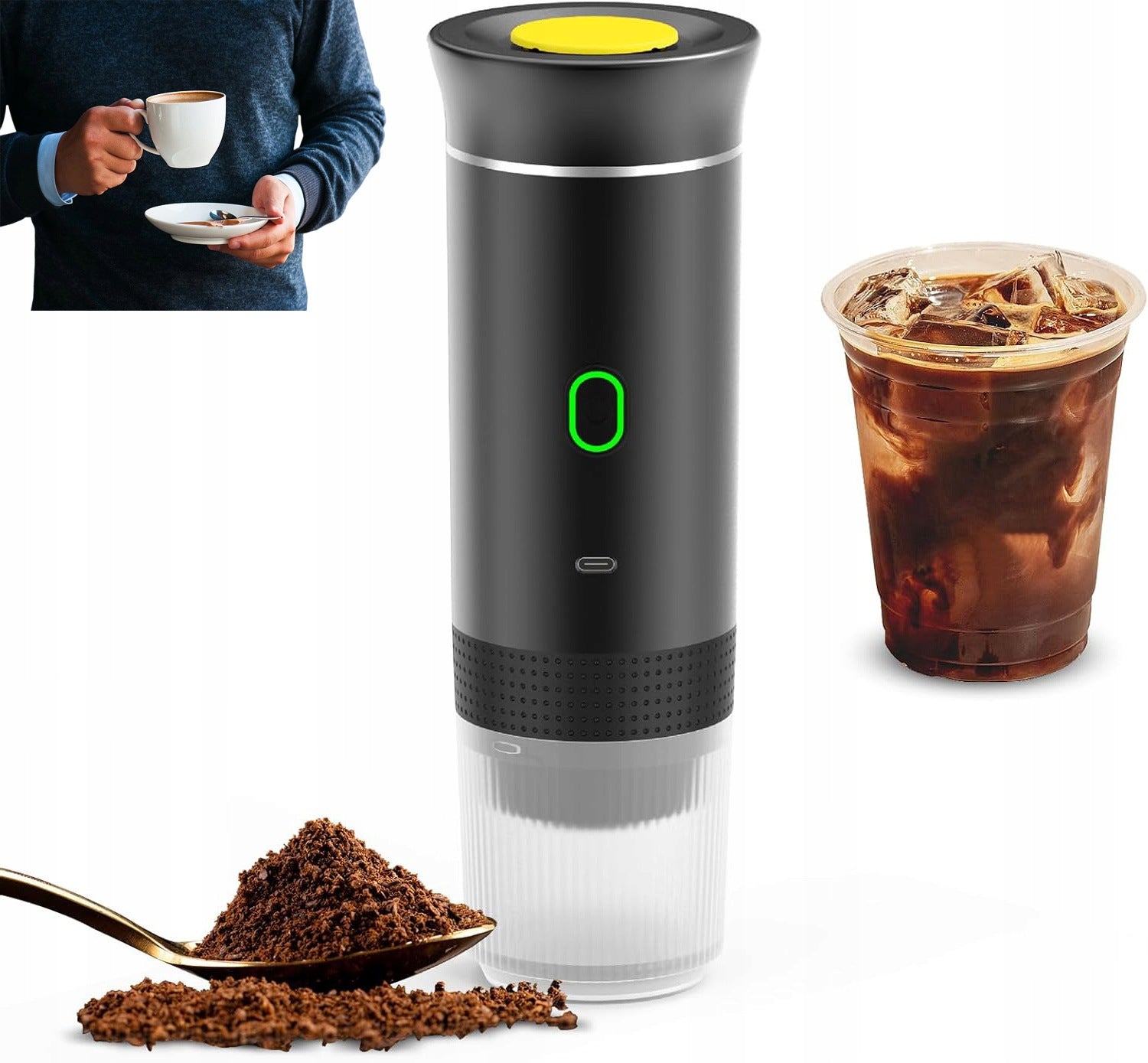 PORTABLE COFFEE MAKER 7500MAH SELF HEATING CAMPING CAR
