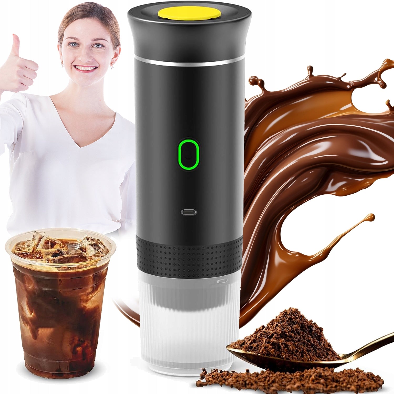 PORTABLE COFFEE MAKER TOURIST PRESSURE CAPSULES GROUND3W1 7.5Ah