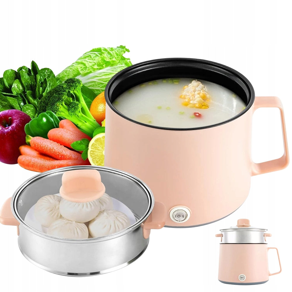 PORTABLE COOKING POT ELECTRIC COOKER STEAMER DOUBLE LAYER