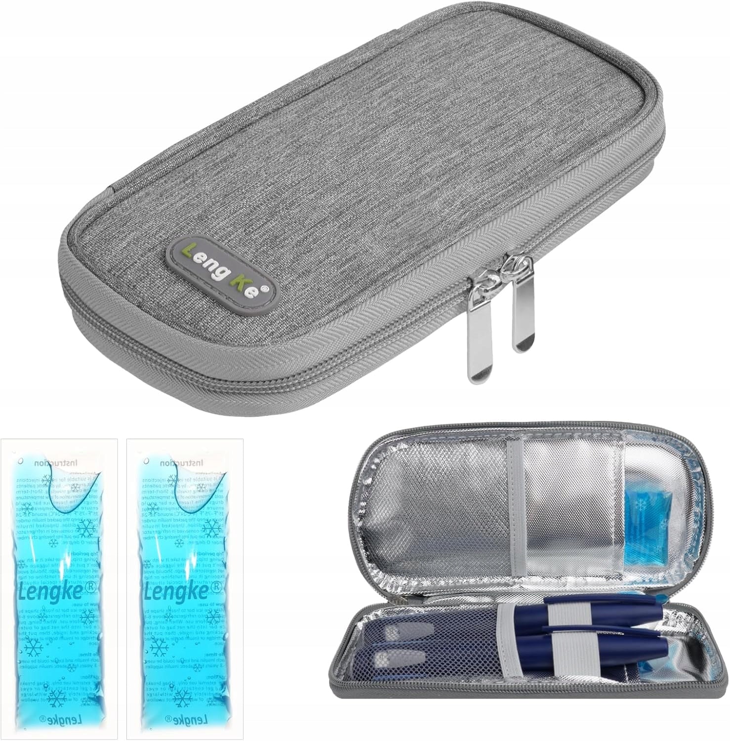 PORTABLE COOLING BOX FOR INSULIN COMPACT AND MULTIFUNCTIONAL GREY