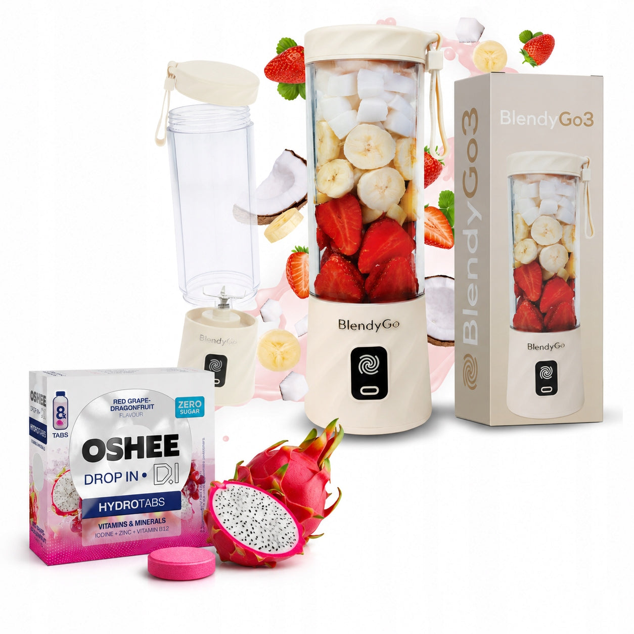 PORTABLE CUP BLENDER BlendyGo 3 WIRELESS 250W + HYDROTABS